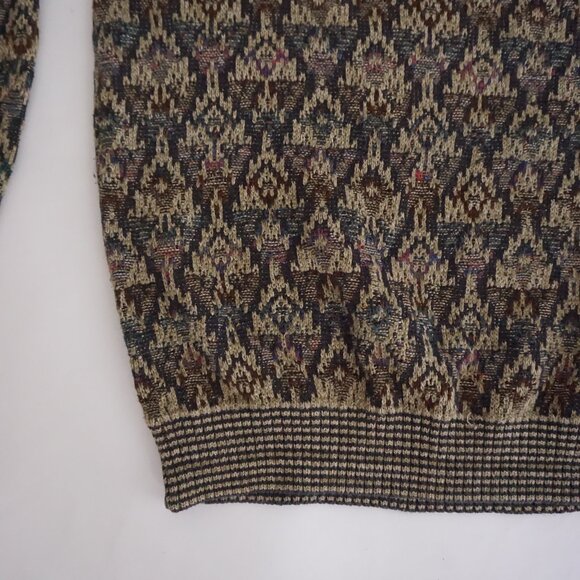 Vintage Jos A Bank Cotton Sweater Brown Multi Eclectic Grandpa Old Money XL - Picture 6 of 10